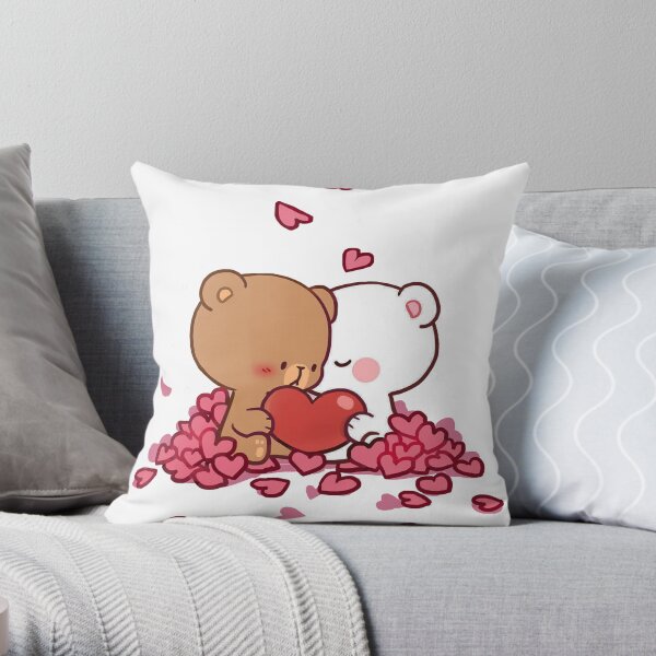 cute milk bears, funny cartoon couple Cojín