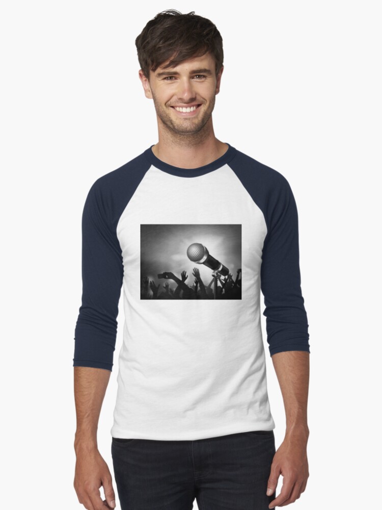Thumbnail 1 of 3, Baseball ¾ Sleeve T-Shirt, Mic and Crowd - Gray designed and sold by battlerapgear.