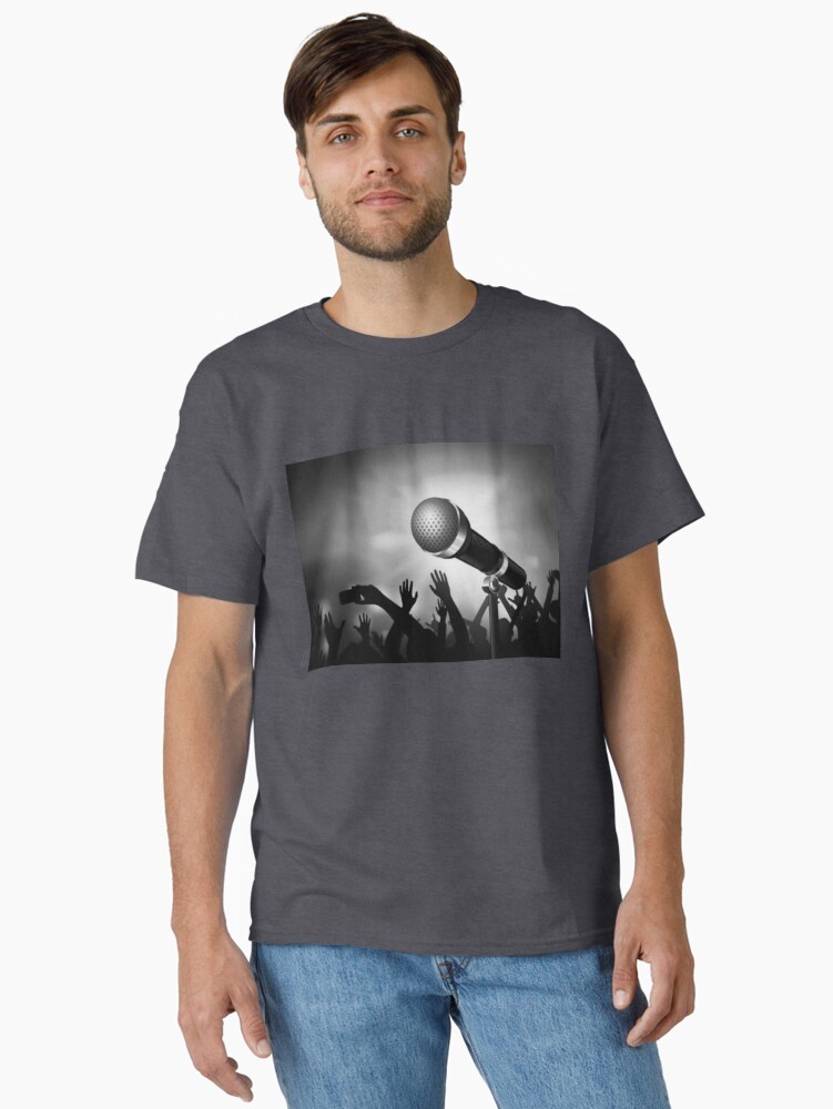 Thumbnail 1 of 7, Classic T-Shirt, Mic and Crowd - Gray designed and sold by battlerapgear.
