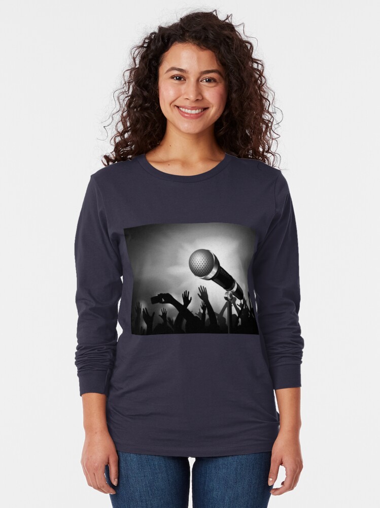 Thumbnail 2 of 5, Long Sleeve T-Shirt, Mic and Crowd - Gray designed and sold by battlerapgear.