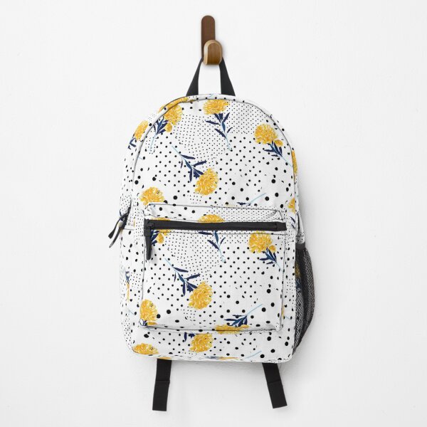Item preview, Black and White Polka dot with bright summer oriental blooming yellow flowers, Black and White Polka dot Pattern, Black and White Polka dot Design, Polka Dot designed and sold by graphic-genie.