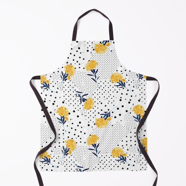 Item preview, Black and White Polka dot with bright summer oriental blooming yellow flowers, Black and White Polka dot Pattern, Black and White Polka dot Design, Polka Dot designed and sold by graphic-genie.
