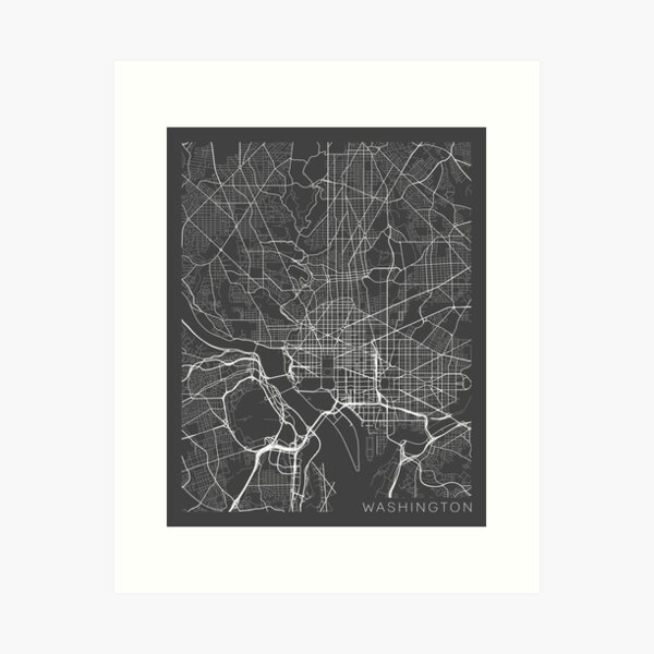 Item preview, Washington DC Map, USA - Gray designed and sold by MainStreetMaps.