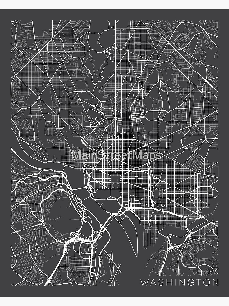 Washington DC Map, USA - Gray by MainStreetMaps