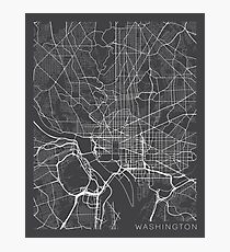 Washington DC Map, USA - Gray Photographic Print
