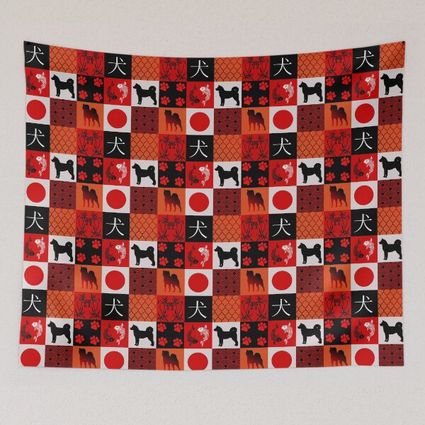 Item preview, Akita and Shiba,hokkaido inu Kai Ken japanes dog patchwork style  designed and sold by PawsoMania.