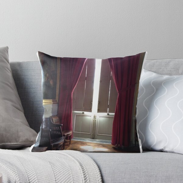 Versailles Trianon window and curtains detail Throw Pillow