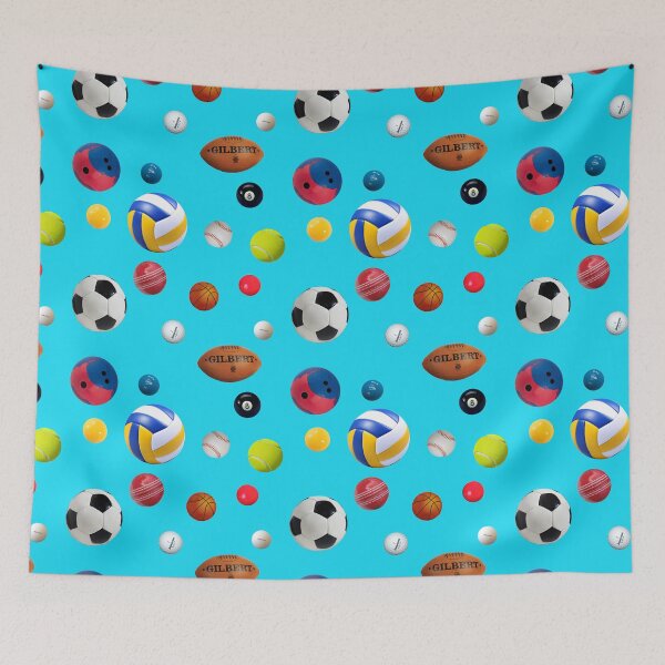 Item preview, Sports balls on sky blue designed and sold by TerenceLacey.