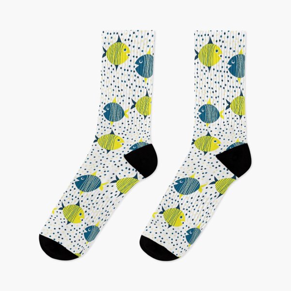 Item preview, Cute Hand-drawn Doodle  Yellow-Blue Fish  Pattern designed and sold by Victoria Riabov.