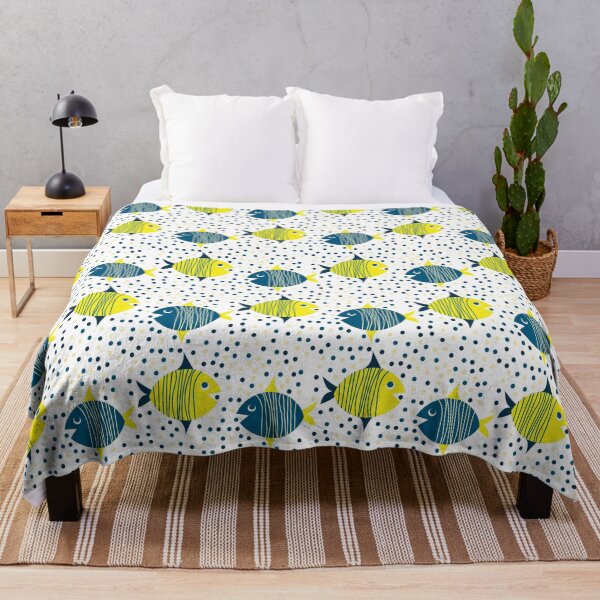 Item preview, Cute Hand-drawn Doodle Yellow-Blue Fish Pattern designed and sold by Victoria Riabov.