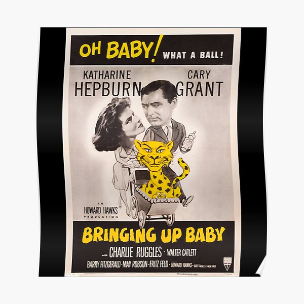 Bringing up baby Cary Grant Hepburn movie poster print 