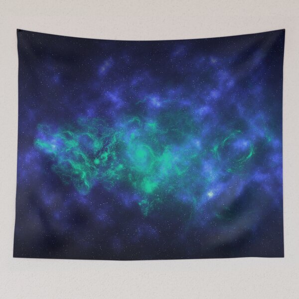 Item preview, Space art, magical milky way and galaxy teal blue, green tapestry, trendy home decor art, wall designed and sold by August-E.