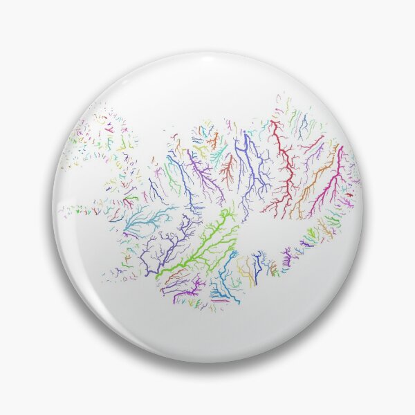Item preview, Iceland River Basin Map in Rainbow Colours with White Background designed and sold by GrasshopperGeo.