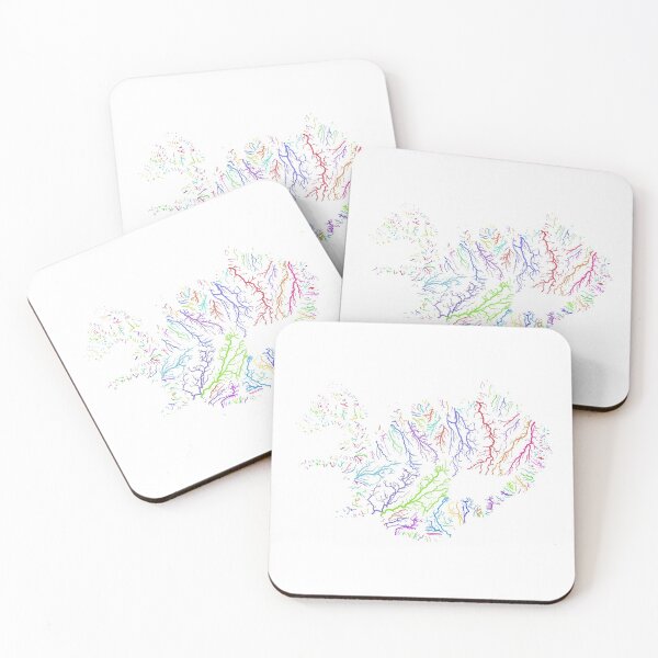 Item preview, Iceland River Basin Map in Rainbow Colours with White Background designed and sold by GrasshopperGeo.