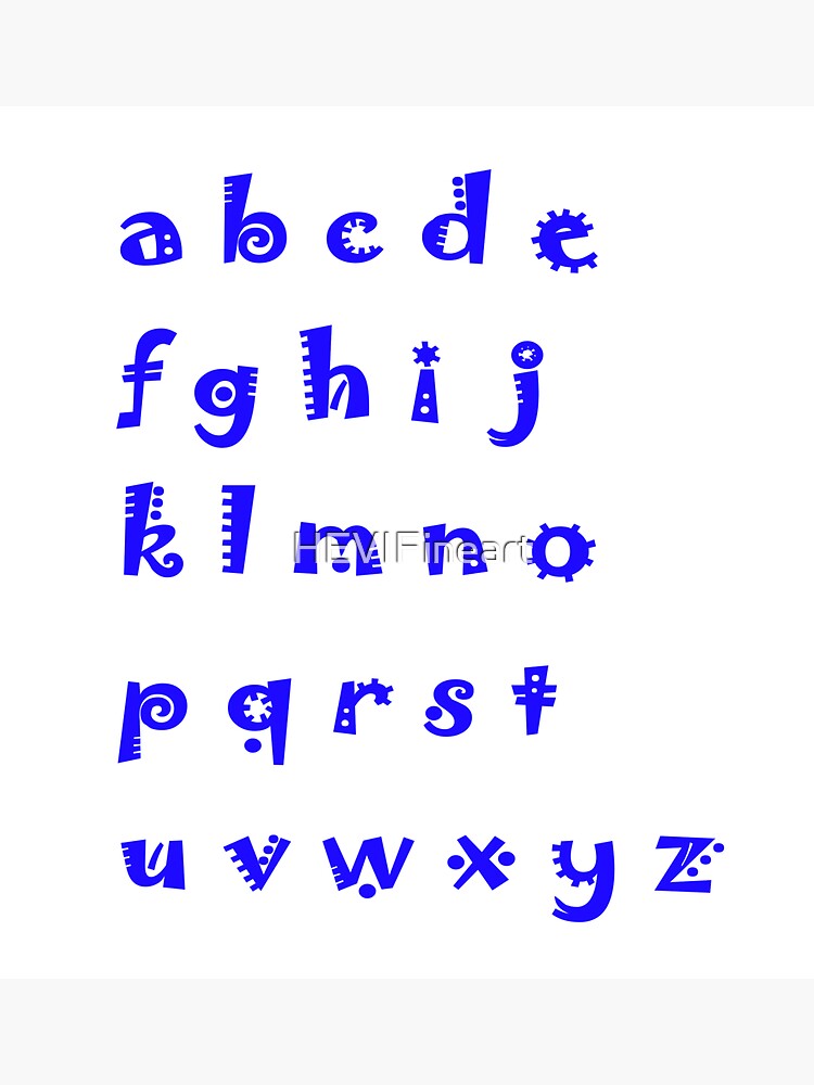 Alphabet blue letters by HEVIFineart