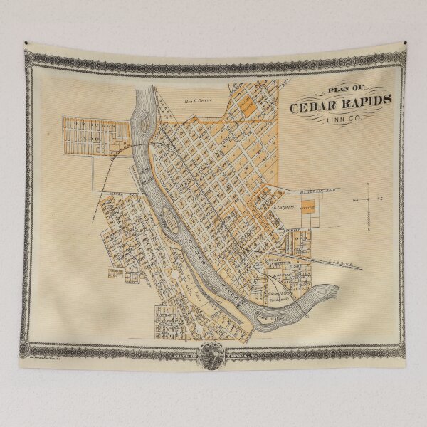 Item preview, Old Cedar Rapids IA Map (1875) Vintage City of Five Seasons Iowa Atlas designed and sold by BravuraMedia.