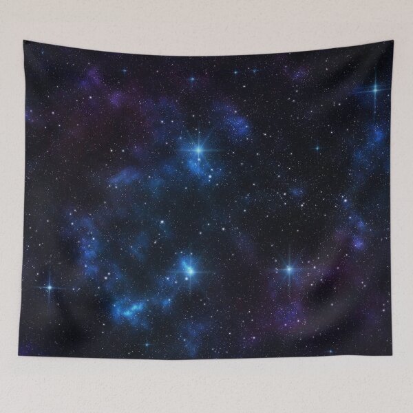 Item preview, The Starry blue midnight, space, galaxy, dark starry black tapestry, trendy home decor art, wall designed and sold by August-E.