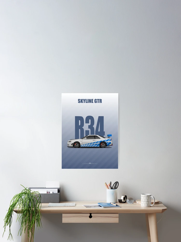 Thumbnail 2 of 3, Poster, Skyline GTR R34 designed and sold by ElseWorldDesign.