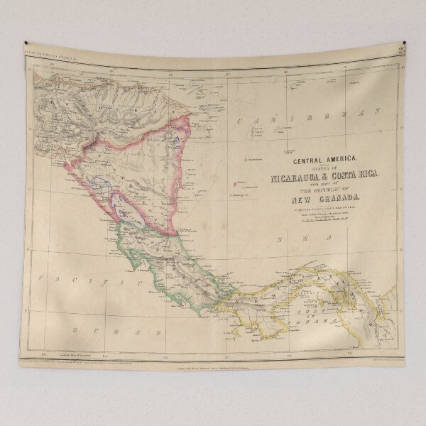Item preview, Old Central America Map (1857) Vintage Latin America Countries Atlas designed and sold by BravuraMedia.