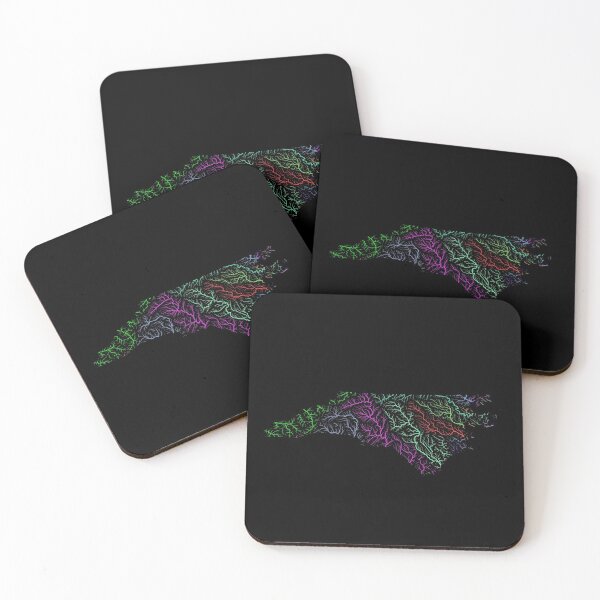 Item preview, North Carolina River Basin Map in Rainbow Colours with Black Background designed and sold by GrasshopperGeo.