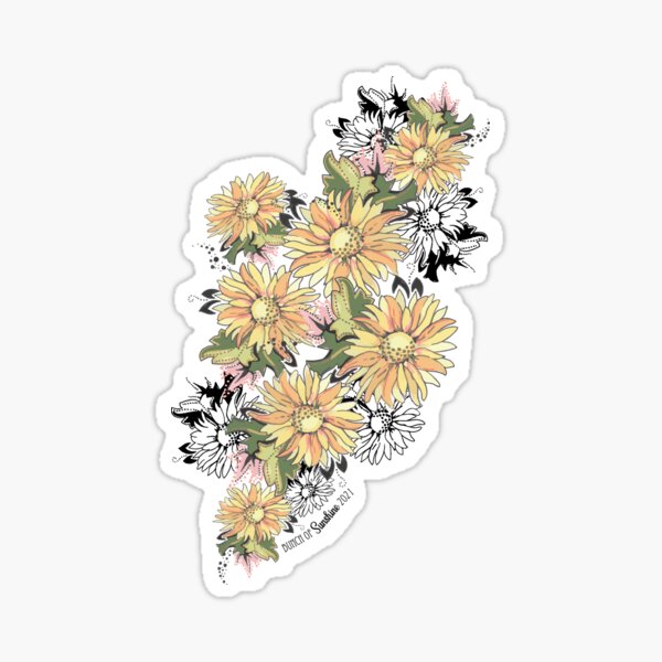 Colorful Sunflower Cascading Bunch - Placed Graphic Sticker