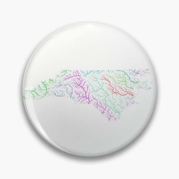 Item preview, North Carolina River Basin Map in Rainbow Colours with White Background designed and sold by GrasshopperGeo.