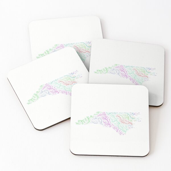 Item preview, North Carolina River Basin Map in Rainbow Colours with White Background designed and sold by GrasshopperGeo.