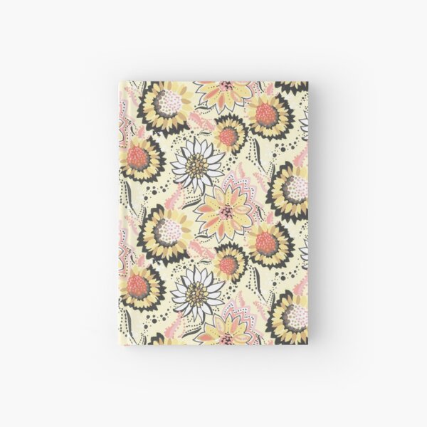 Bold Floral Allover with Dots and Sunflowers Hardcover Journal