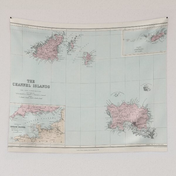 Item preview, Old Channel Islands Map (1904) Vintage Guernsey & Jersey Isle Atlas designed and sold by BravuraMedia.