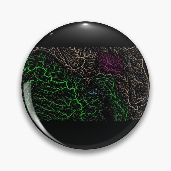 Item preview, North Dakota River Basin Map in Rainbow Colours with Black Background designed and sold by GrasshopperGeo.