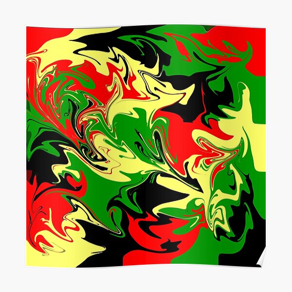 Red, Yellow, Black and Green Poster