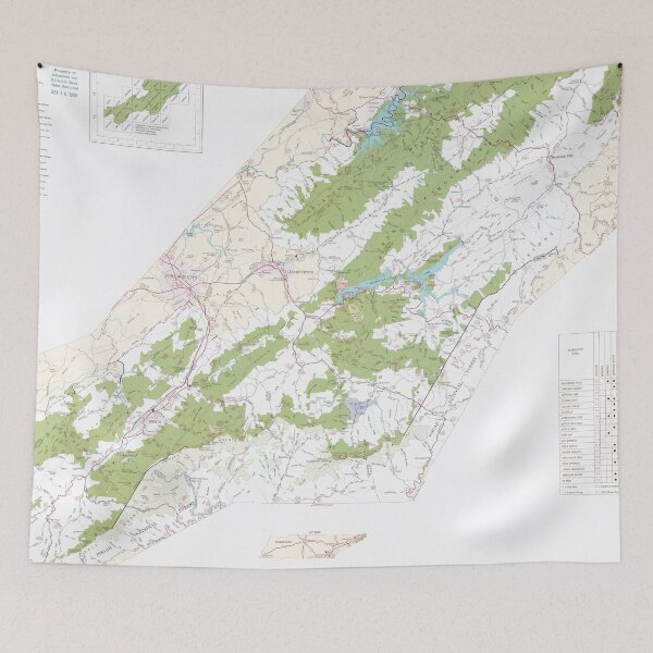 Artikelvorschau, Cherokee National Forest Karte (1985) Vintage Tennessee Woodland Park Atlas entworfen und verkauft von BravuraMedia.