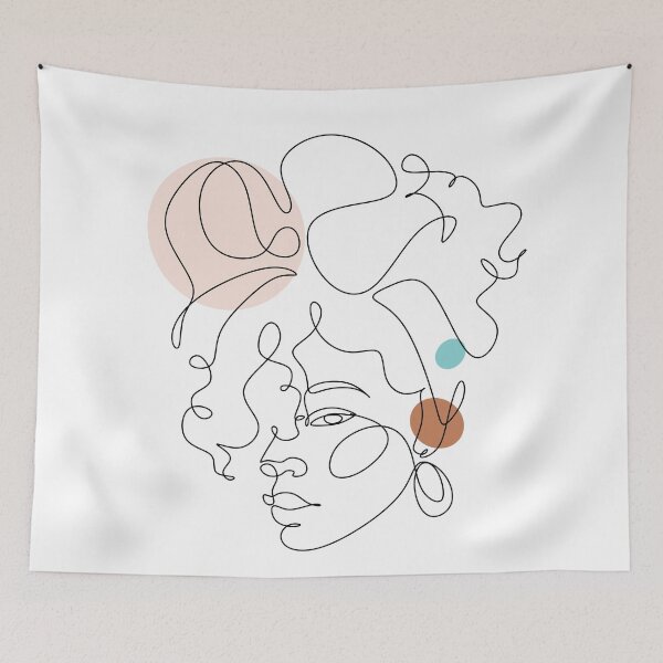 Item preview, Face of an Afro American woman with a turban in a modern abstract minimalist one line style. designed and sold by OneLinePrint.