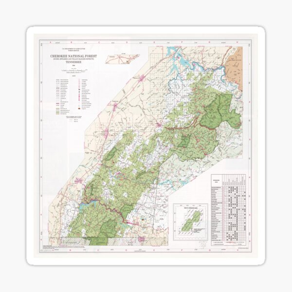 "Cherokee National Forest Map (1996) Vintage Tennessee Woodland Park