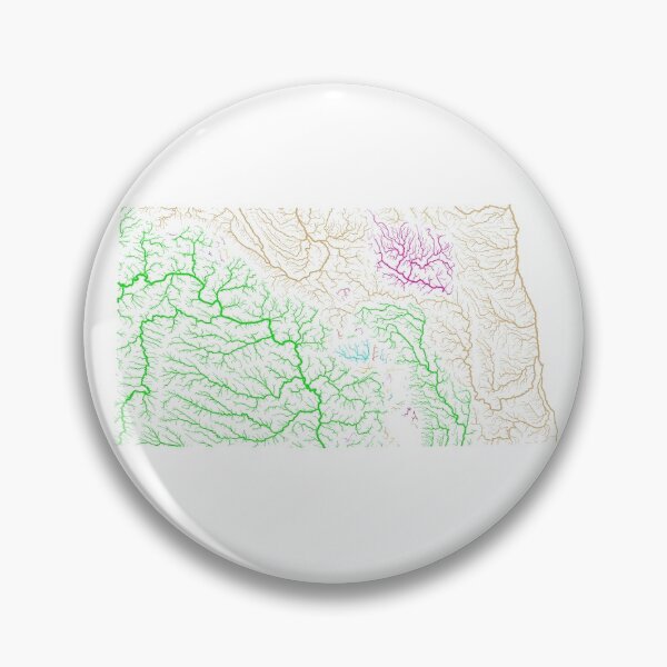 Item preview, North Dakota River Basin Map in Rainbow Colours with White Background designed and sold by GrasshopperGeo.