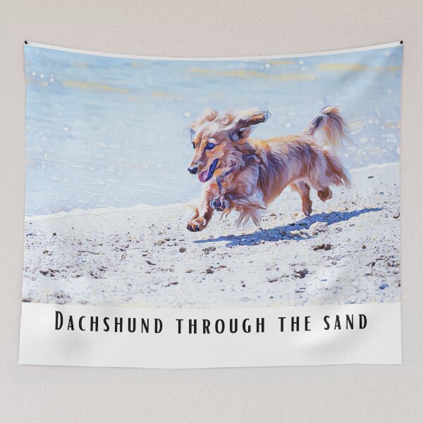 Item preview, Dachshund Through the Sand Funny Abstract Beach Dog Meme 2 designed and sold by PeriodicLabel.