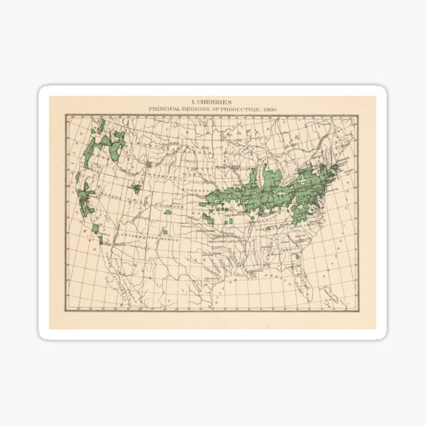 Item preview, Old US Cherry Tree Orchard Map (1903) Vintage United States Agricultural Atlas  designed and sold by BravuraMedia.
