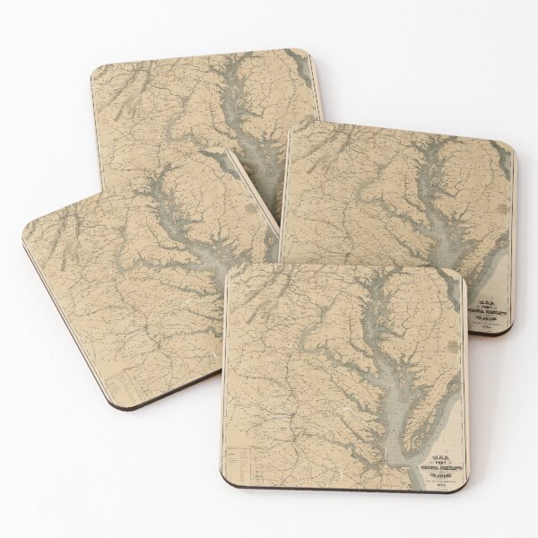 Item preview, Old Chesapeake Bay Map (1861) Vintage Coastal Virginia Atlas designed and sold by BravuraMedia.