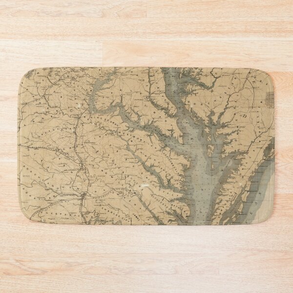 Item preview, Old Chesapeake Bay Map (1861) Vintage Coastal Virginia Atlas designed and sold by BravuraMedia.