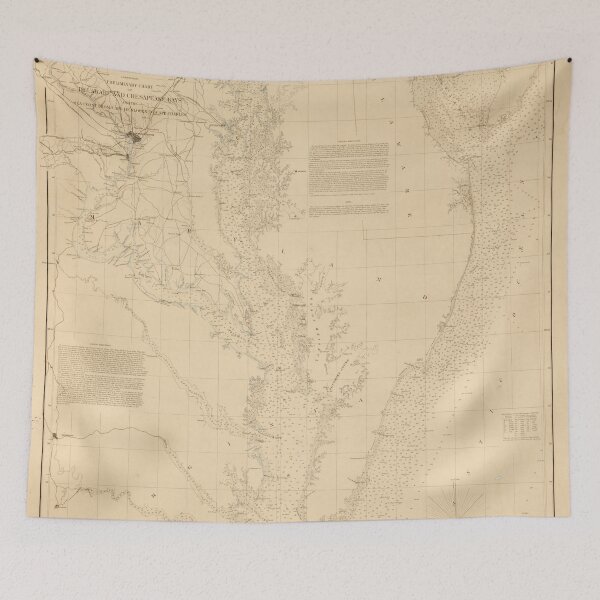 Item preview, Old Chesapeake Bay Map (1855) Vintage Virginia & Maryland Nautical Chart designed and sold by BravuraMedia.