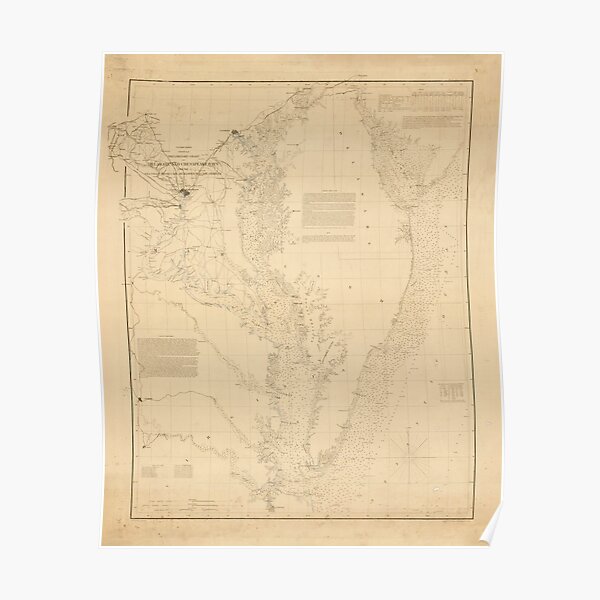 "Old Chesapeake Bay Map (1855) Vintage Virginia & Maryland Nautical