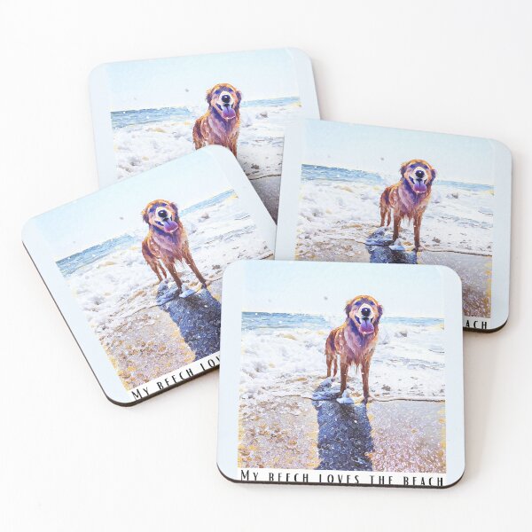 Item preview, My Beech Loves the Beach Golden Retriever Funny Abstract Dog Meme designed and sold by PeriodicLabel.