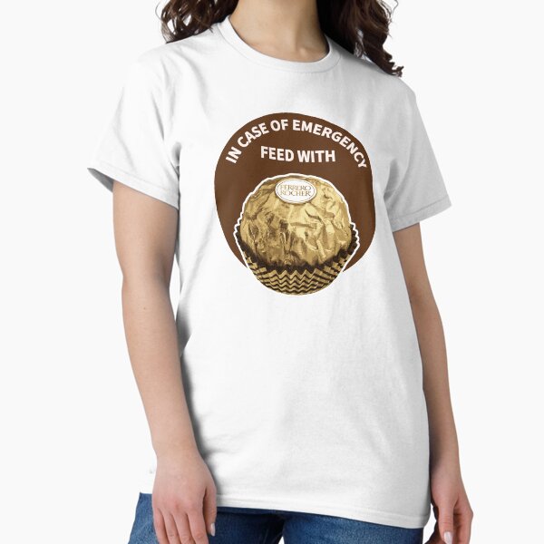 Aperçu de l'œuvre En cas d'alimentation d'urgence avec Ferrero Rocher créée et vendue par ProjecTees.
