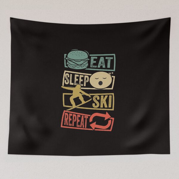 Item preview, Eat Sleep Ski Repeat retro snowboarding lover designed and sold by Majesticoo.