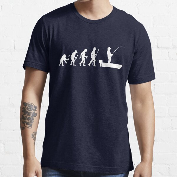 Funny Evolution Of Man and Boat Fishing Essential T-Shirt for Sale by  BeyondEvolved