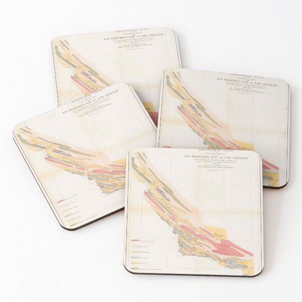 Item preview, Old Coastal California Geology Map (1856) Vintage CA Coast Geological Atlas designed and sold by BravuraMedia.