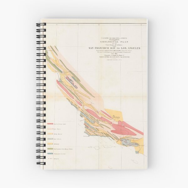 Item preview, Old Coastal California Geology Map (1856) Vintage CA Coast Geological Atlas designed and sold by BravuraMedia.
