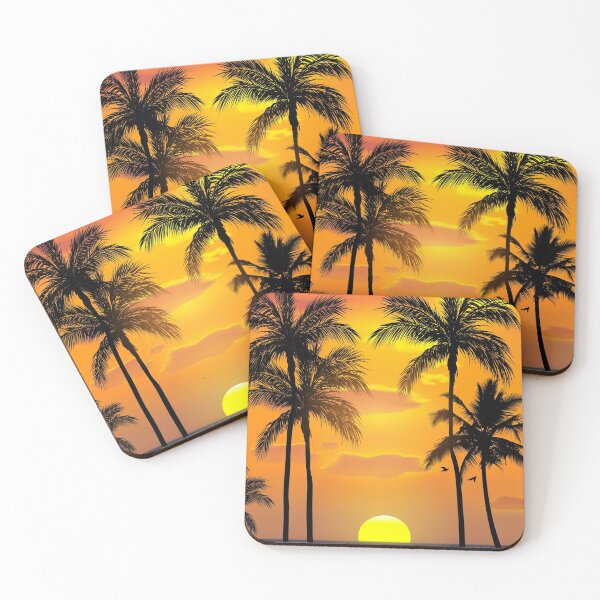 Item preview, Tropical Sunset Palm Trees Orange Yellow designed and sold by PadMode.