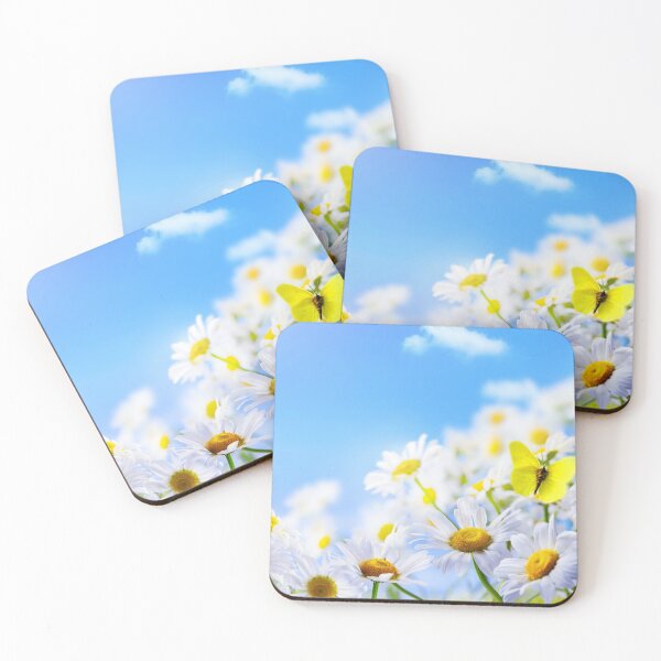 Item preview, yellow butterfly on a field daisy, in a field under a blue sky designed and sold by filon19931.