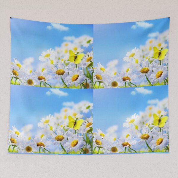 Item preview, yellow butterfly on a field daisy, in a field under a blue sky designed and sold by filon19931.